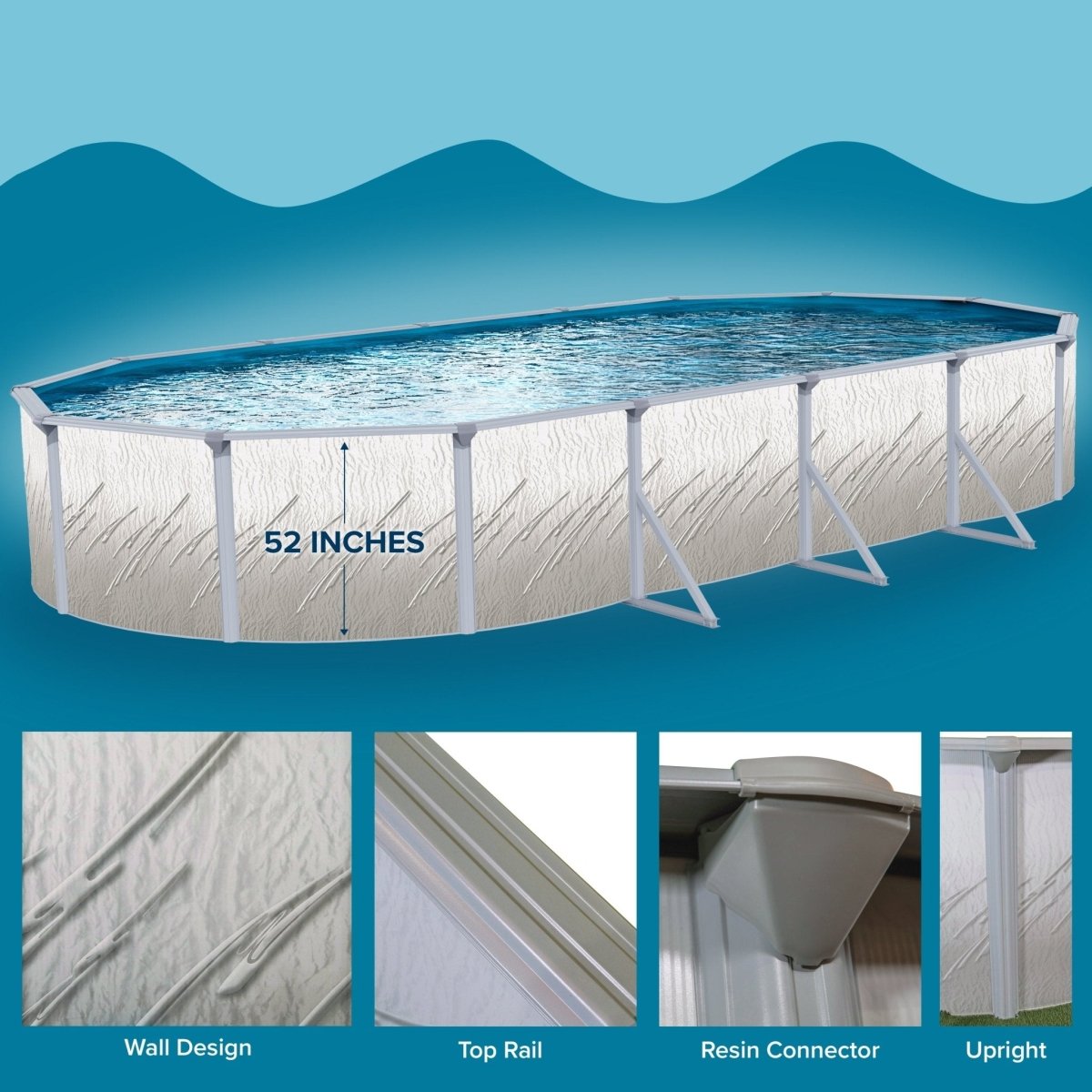 Pretium 18x33 Oval 52" Above Ground Pool PPREGLXDUN - CH183352SSSTSSFB0 - WS - AquaDoc