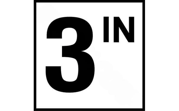 Smooth white ceramic tile with bold 3 IN marking for waterline