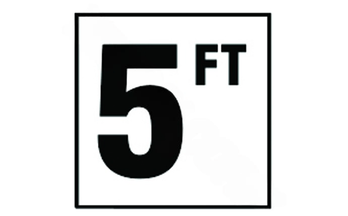 DM41 - 2050 6" x 6" 5 Standard Number with FT Smooth Tile Depth Marker - AquaDoc