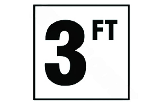 Depth marker tile with bold black "3" on white background