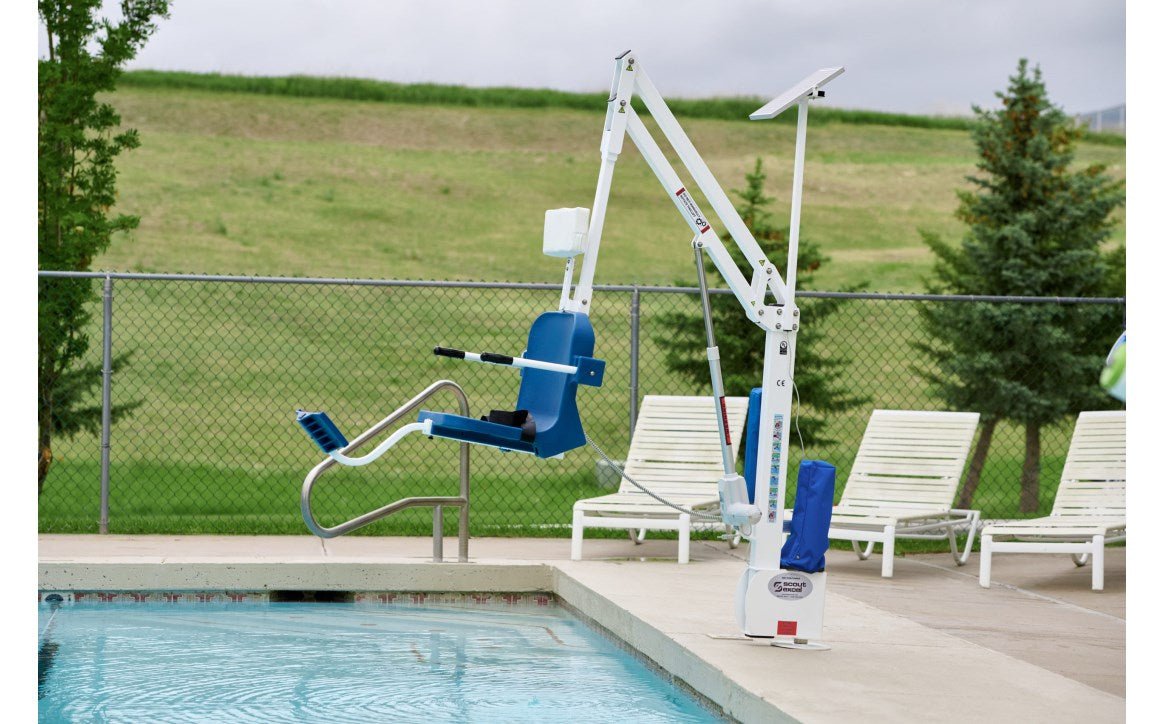 Aqua Creek 375 lbs Capacity Scout Excel White Pool Lift with White Seat without Anchor - AquaDoc
