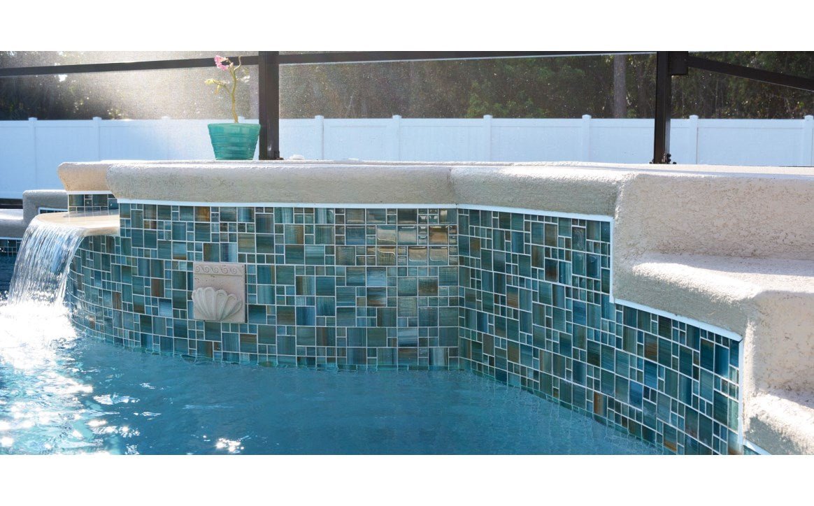 NPT GW8M2348T5 Mixed Size Watercolors Glass Tile Blends Aqua - AquaDoc