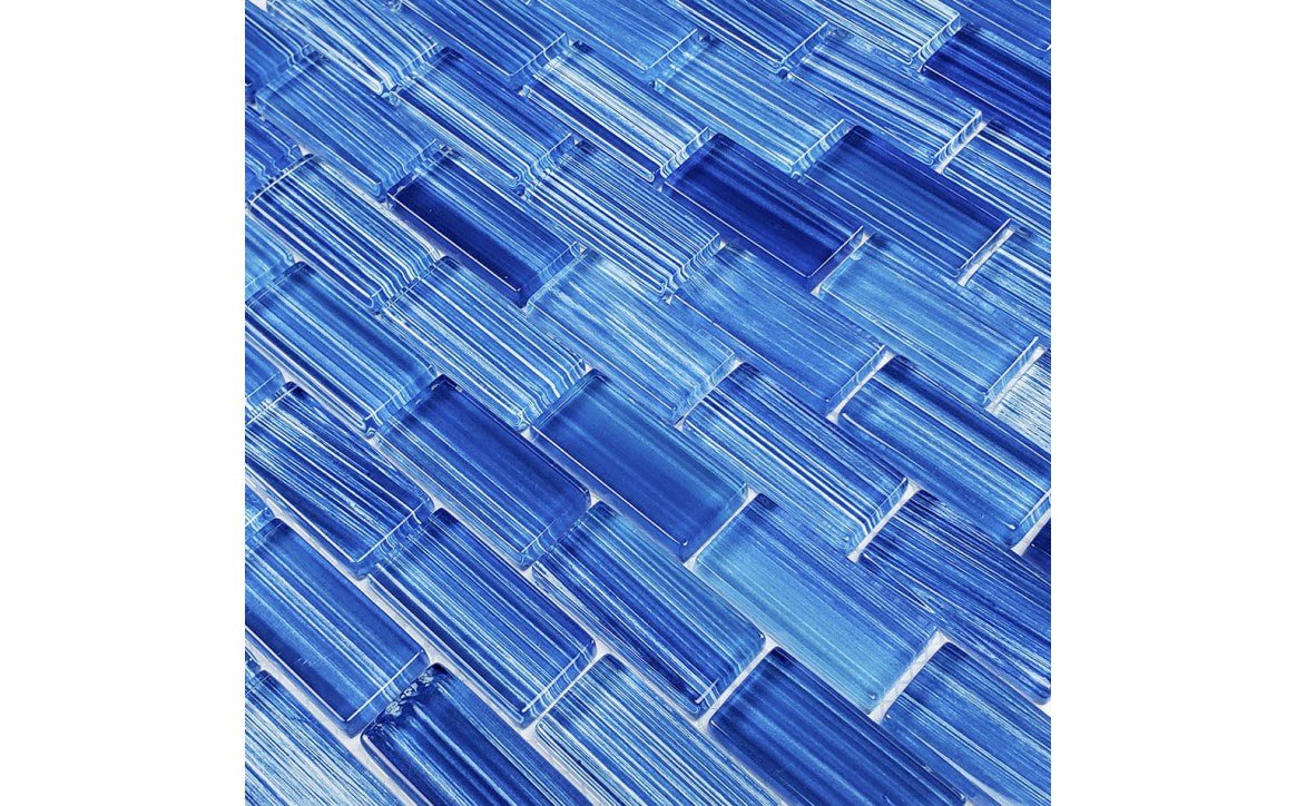 NPT GW82348B10 1" x 2" Watercolors Glass Tile Blends Blue - AquaDoc