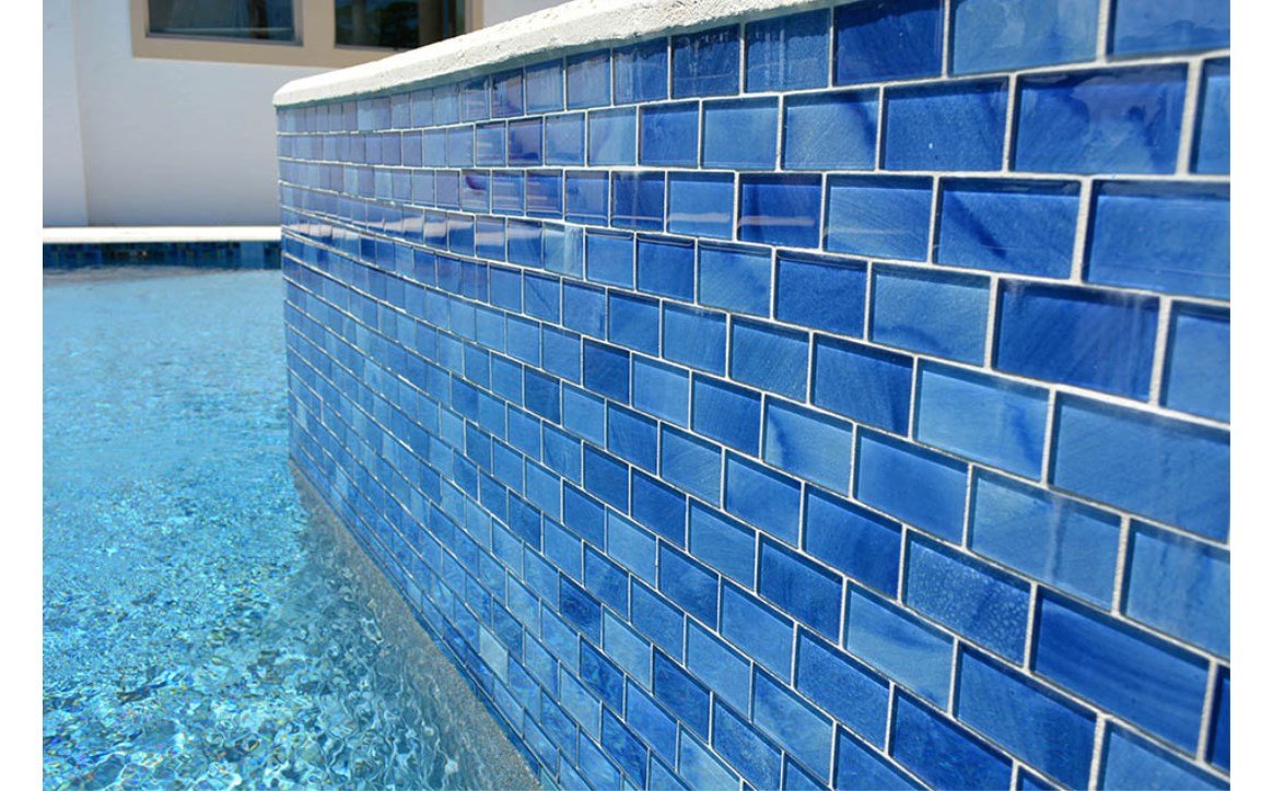 GS84896B1 2" x 4" Subway Glass Tile Blends Stratus Blue - AquaDoc