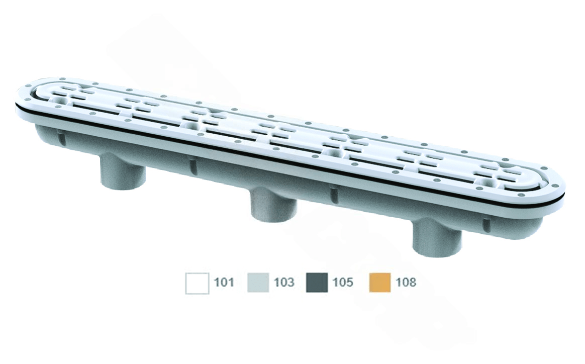 AQUASTAR POOL PRODUCTS 32" WHITE CHANNEL DRAIN W/ 3 - PORT SUMP - AquaDoc