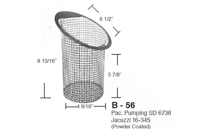 Super - Pro B - 56 16 - 0345 - 06 Pac Jacuzzi Slant Top Metal Basket - AquaDoc