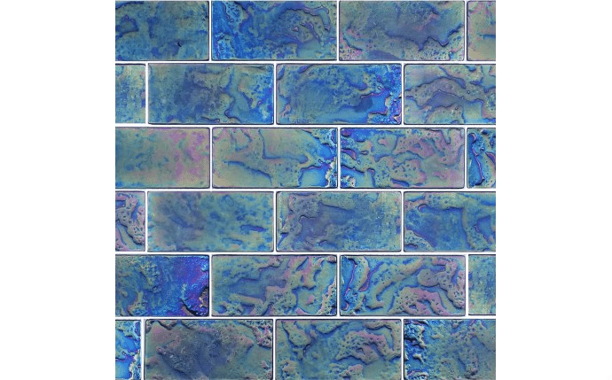 NPT 2" x 4" Subway Glass Tile Blends Blue Patina GS84896B4 - AquaDoc