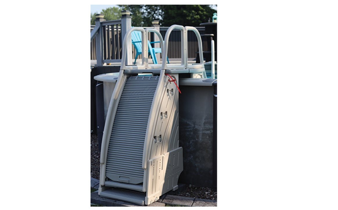 Confer Plastics 9300 48" x 60" Roll2Guard™ 9300 Model Pool Ladder w/ Barrier - AquaDoc