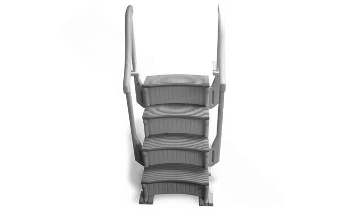 Confer Plastics CCX - AG Warm Gray Aboveground Curve In - Pool Step System for Above Ground Pools - AquaDoc