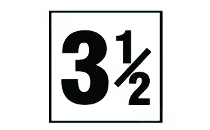 3-1/2' smooth tile pool depth marker with black number on white background