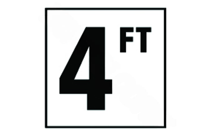 DM41 - 2040 6" x 6" 4 Standard Number with FT Smooth Tile Depth Marker - AquaDoc