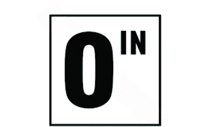 White tile with 0 IN black lettering