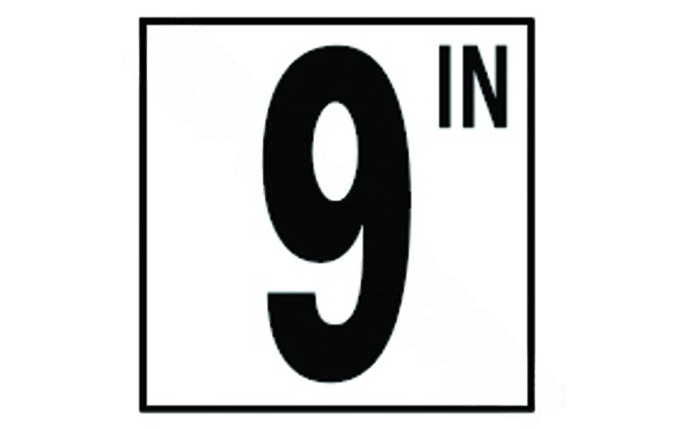 DM41 - 3090 6" x 6" 9 Standard Number with IN Smooth Tile Depth Marker - AquaDoc
