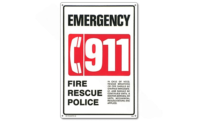 Poolmaster 40331 12" x 18" Emergency 911 Sign - AquaDoc