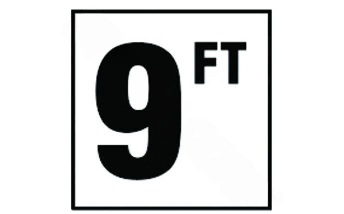 DM41 - 2090 6" x 6" 9 Standard Number with FT Smooth Tile Depth Marker - AquaDoc