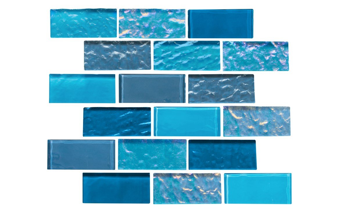 NPT ELY - PEACOCK2X4 2" x 4" Elysium Iridescent Glass Tile Peacock - AquaDoc