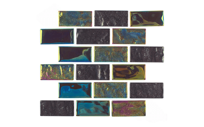 NPT 1" x 2" Equinox Textured Glass Tile Multicolor EQX - AURORA1X2 - AquaDoc