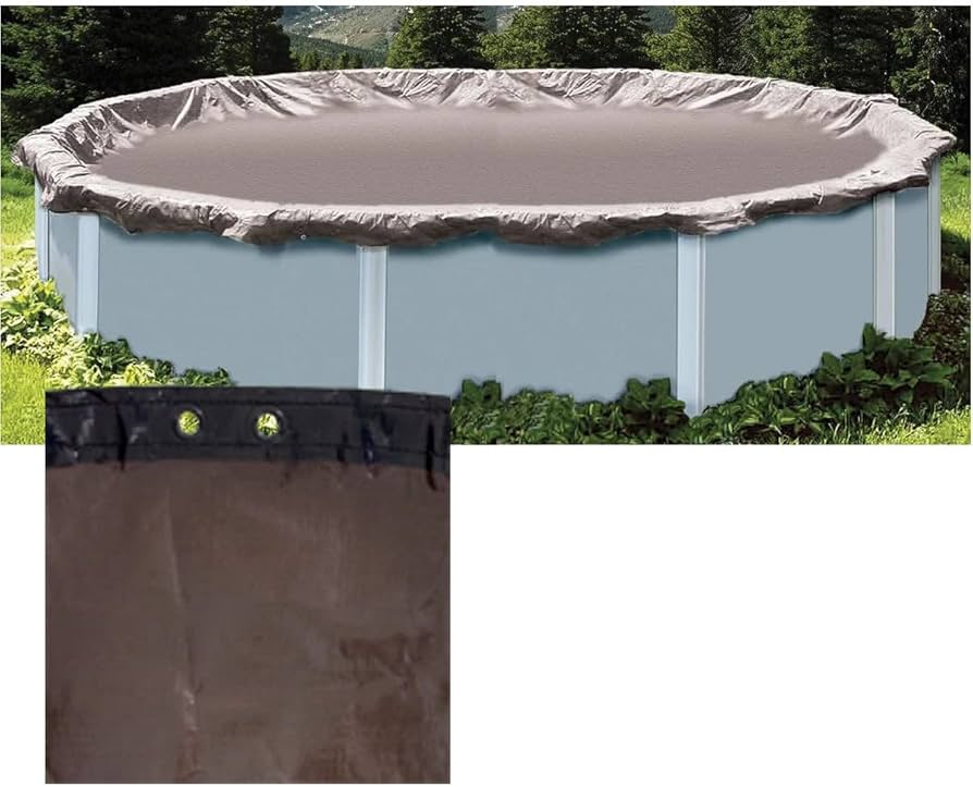 Full view of the PoolTux winter cover for 18' x 40' in-ground pools