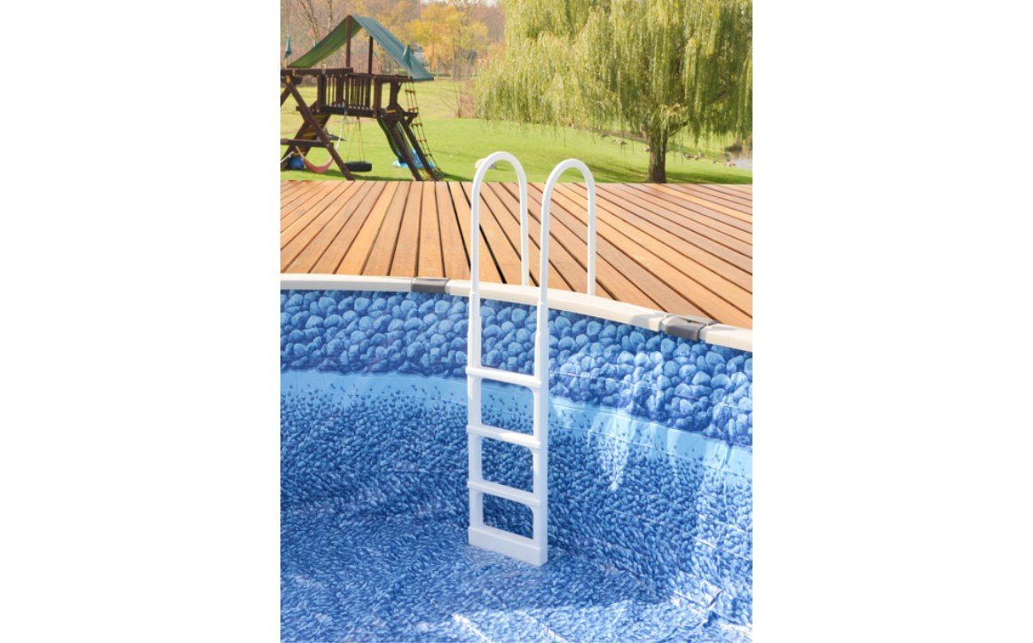 Main Access 48 - 54" White Pro Series In - Pool Adjustable Ladder for Above Ground Pools 200300 - AquaDoc
