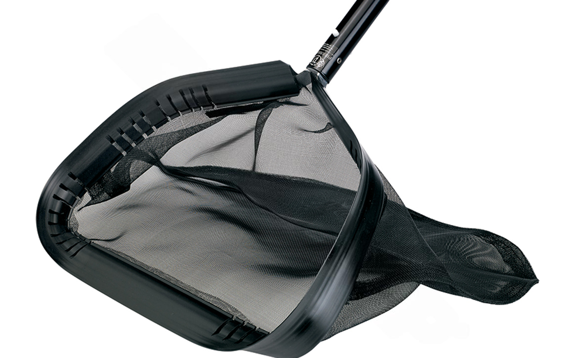 Piranha II professional-grade pool leaf rake with durable aluminum frame