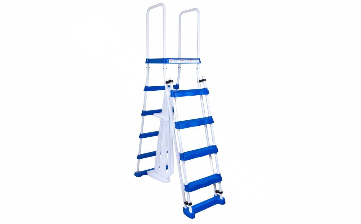 HydroTools 48" - 52" Wall Above Ground Entry Ladder with Safety Barrier 87950 - AquaDoc