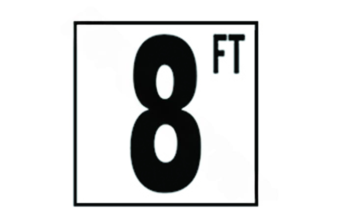 Front view of NPT DM52-2080 5" Non-Skid 8 FT Depth Marker