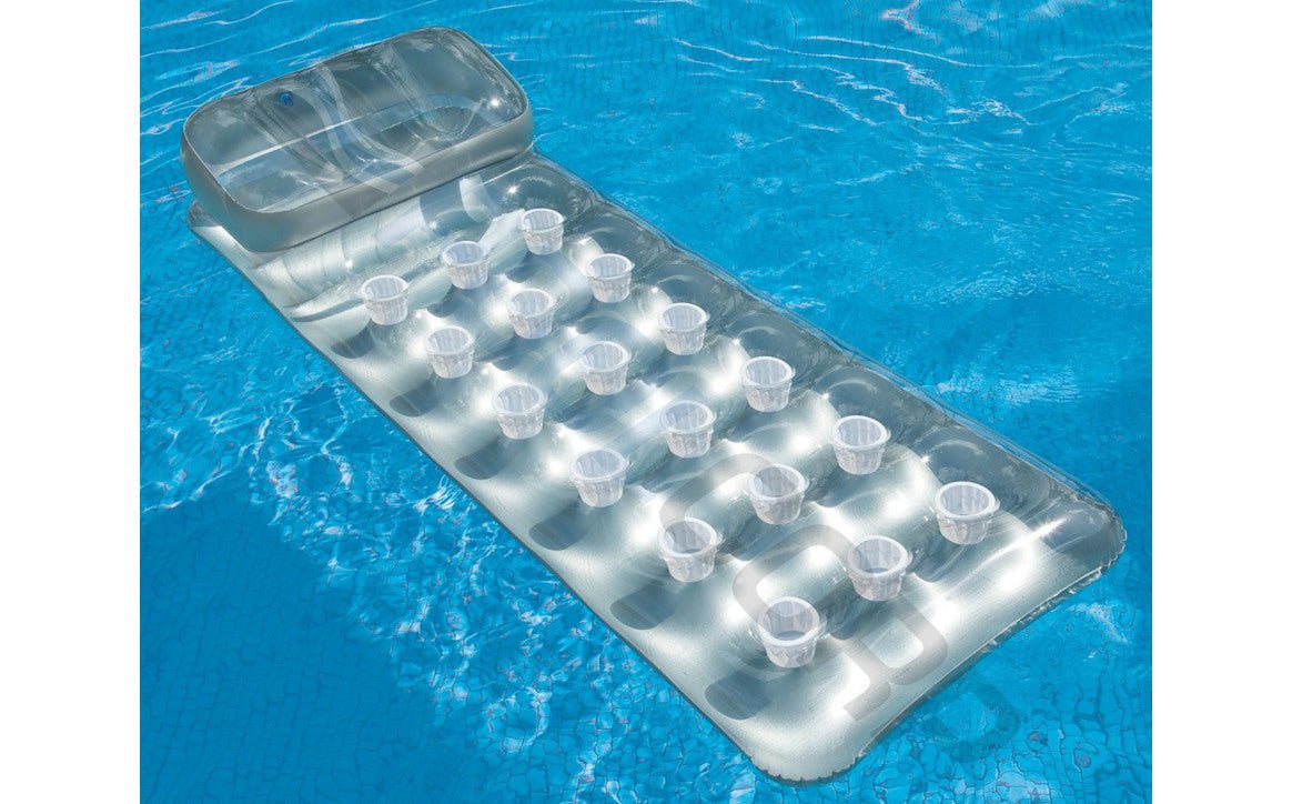 Intex 18 Pocket Suntanner Floating Mat Gray 74" x 28" Deflated 58894EP - AquaDoc
