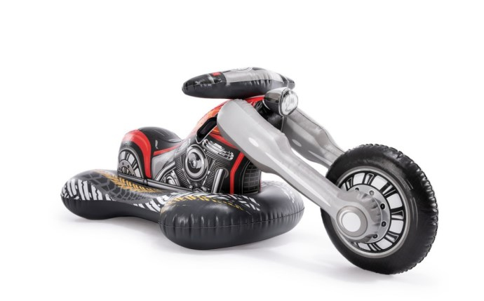 Intex Cruiser Motorbike Ride-On Pool Float in use by a child in a pool