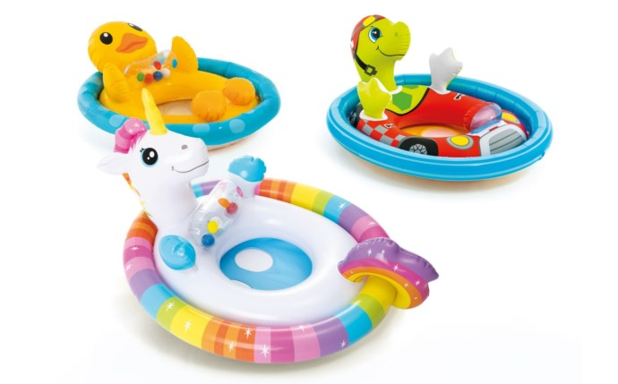 Intex See-Me-Sit Rider Pool Float with Duck, Turtle, and Unicorn designs for kids