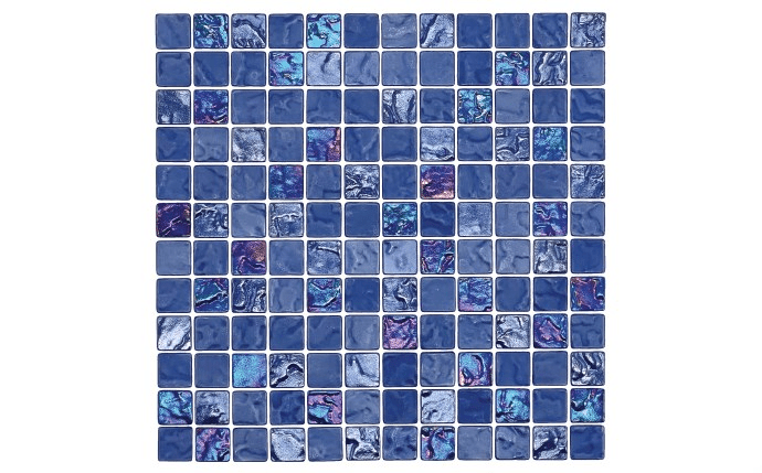 NPT 1" x 1" Glass Tile With Mesh Back Nightfall Cobalt KAI - NIGHTFALL - AquaDoc