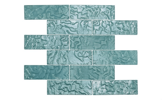 NPT 2" x 6" Glass Tile With Mesh Back Sea Breeze Teal KAI - SEA BREEZE2X6 - AquaDoc