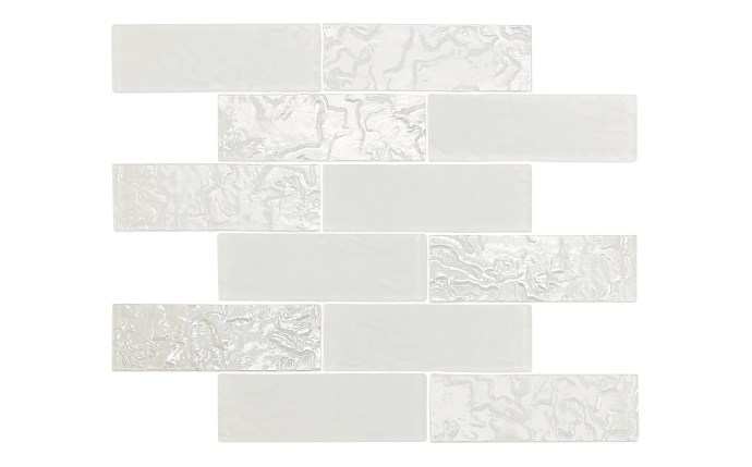 KAI-SNOWDRIFT2X6 Iridescent Glass Tile in Snowdrift White