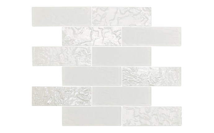 NPT 2" x 6" Iridescent Glass Tile Snowdrift KAI - SNOWDRIFT2X6 - AquaDoc
