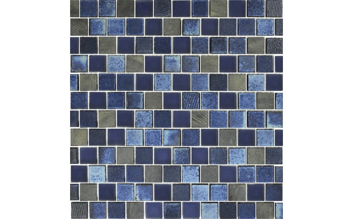 Lunar Dark Blue Blend Glass Tile for pools and spas