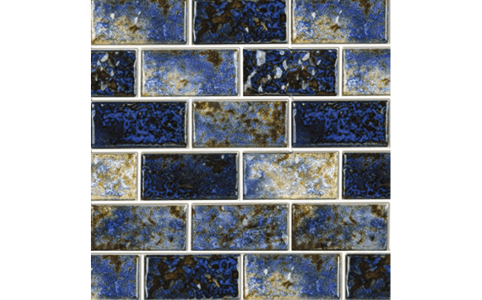 NPT 1" x 2" Baroque Stone Glossy Tile Blue CVKBQS121 - AquaDoc