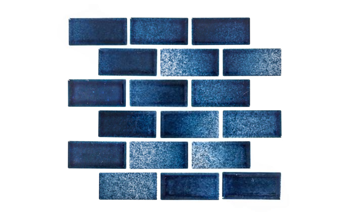 NPT 1" x 2" Blended Brick Mix Tile in Blue Mix for pools and spas