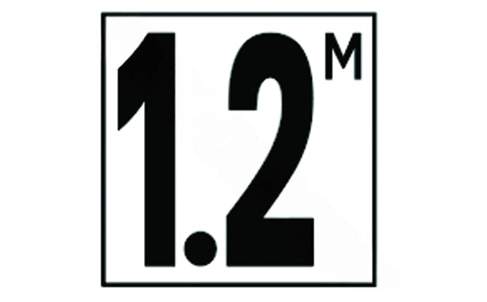 NPT 5" Non - Skid Metric 1.2M Depth Marker DM52 - 517 - AquaDoc