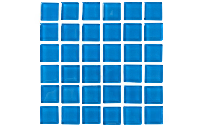 I Front view of NPT 1x1 Keys Tile in Medium Blue with glossy finish