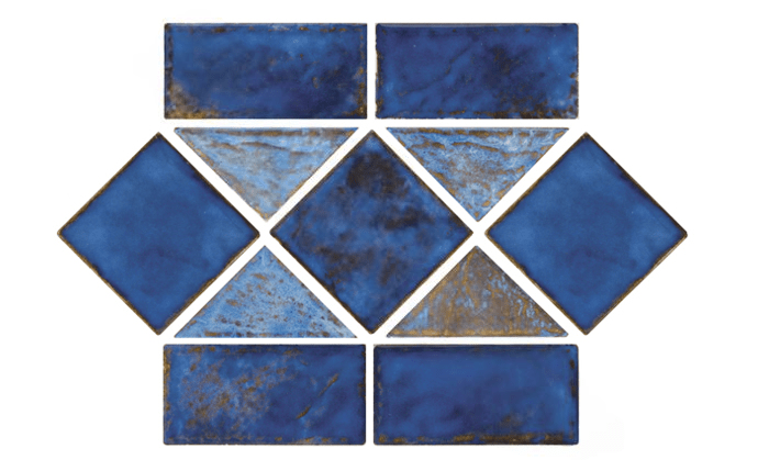 NPT Martinique Tile Royal Blue Border MAR35 - AquaDoc