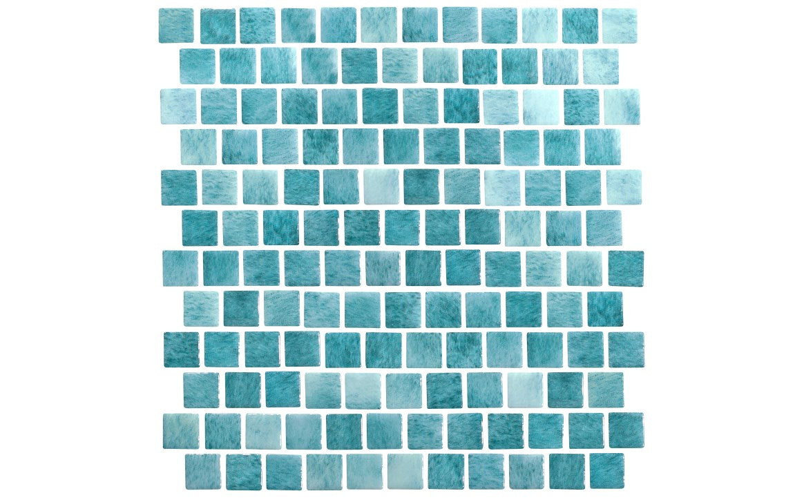 NPT Mini Koyn Aquamarine Glass Tile in a pool setting