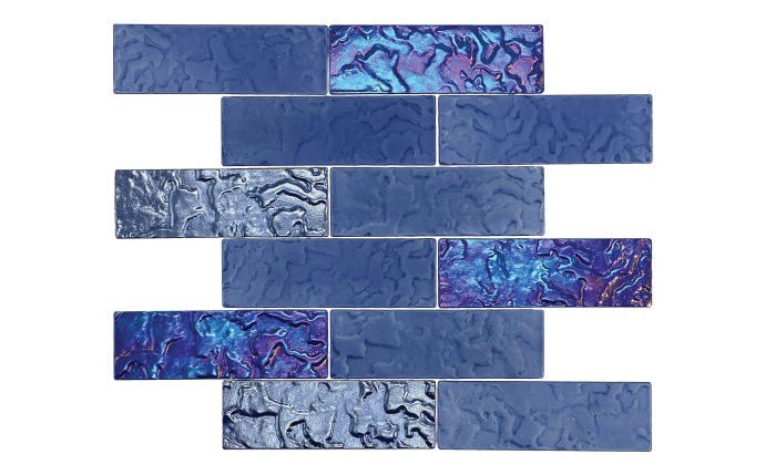 NPT 2" x 6" Glass Tile With Mesh Back Nightfall Cobalt KAI - NIGHTFALL2X6 - AquaDoc