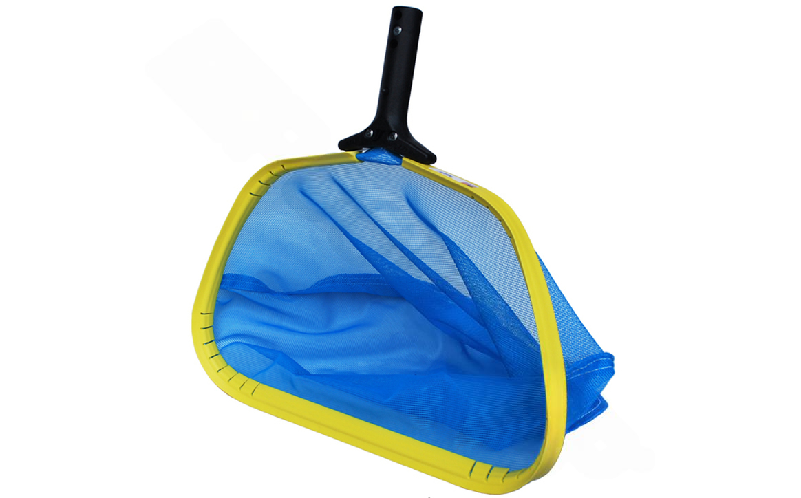 Full View | Lightweight pool leaf rake with standard mesh bag