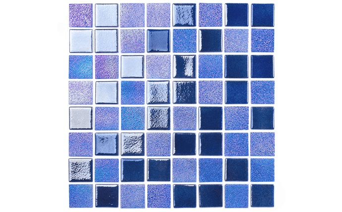 NPT OPL - AZURE 1 1/2" x 1 1/2" Opal Azure Blue Pool Tile - AquaDoc