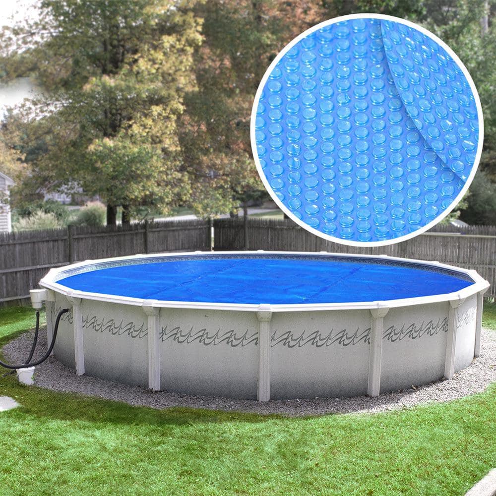 PoolStyle 24' round solar cover laid on a pool