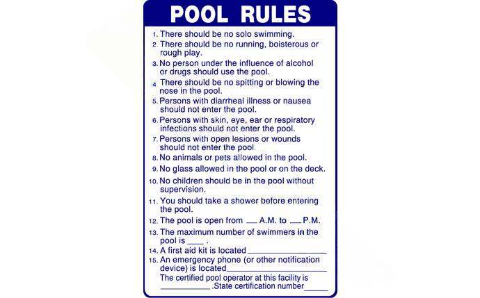 PoolStyle 24" x 36" Vertical POOL RULES Sign PS238 - AquaDoc