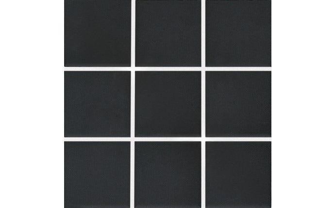 6×6 matte Raven Black pool tile with anti-skid surface