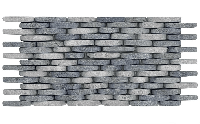 NPT 5 7/8" x 11 5/8" River Rocks Tile Mixed Stacked Gray RVK - MIXED GRAY STK - AquaDoc