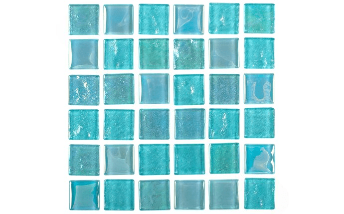 NPT EQX - WINTER 1" x 1" Equinox Textured Glass Tile Icy Teal - AquaDoc