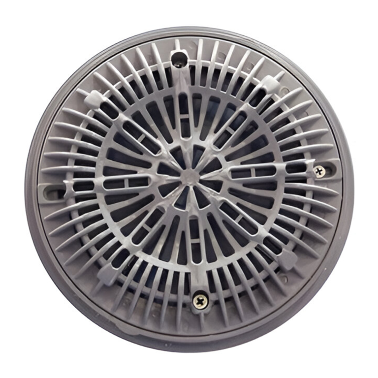 SUPER-PRO 8" Round Gray Anti-Vortex Main Drain Flat Frame and Grate