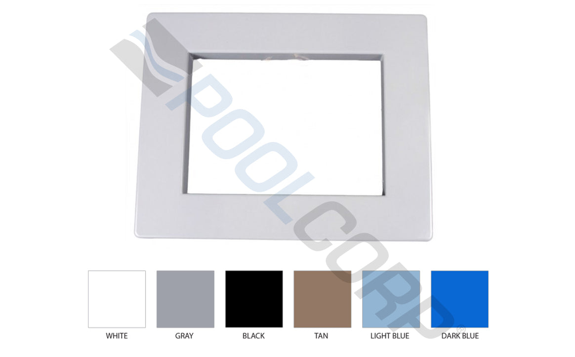 Durable tan skimmer faceplate cover for regular mouth skimmers.